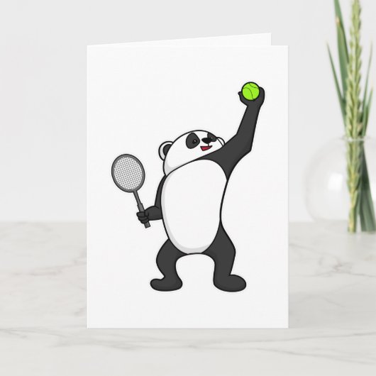 Panda bei Tennis mit Tennisschläger Karte (Vorderseite)