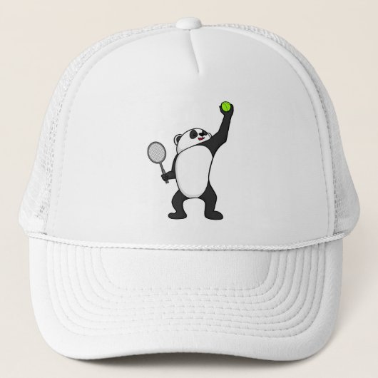 Panda bei Tennis mit Tennisschläger Truckerkappe (Vorderseite)