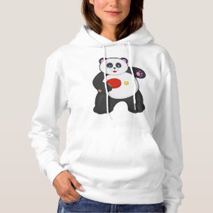 Panda bei Tischtennis mit Tischtennisschläger Hoodie