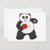 Panda bei Tischtennis mit Tischtennisschläger Postkarte (Vorne/Hinten)