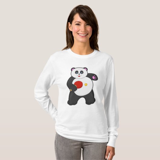 Panda bei Tischtennis mit Tischtennisschläger T-Shirt (Vorne ganz)
