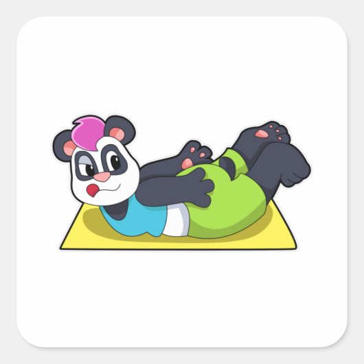 Panda bei Yoga auf Yoga-Matte Quadratischer Aufkleber (Vorderseite)