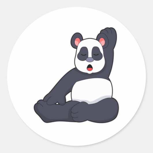 Panda bei Yoga Stretching Übungen Runder Aufkleber (Vorderseite)