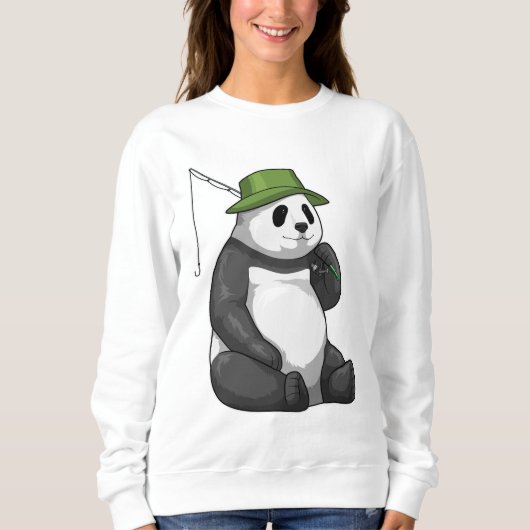 Panda beim Angeln mit Angel Sweatshirt (Vorderseite)