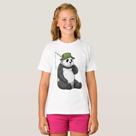 Panda beim Angeln mit Angel T-Shirt (Vorne ganz)