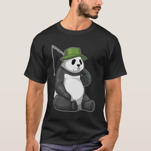 Panda beim Angeln mit Angel T-Shirt (Vorderseite)