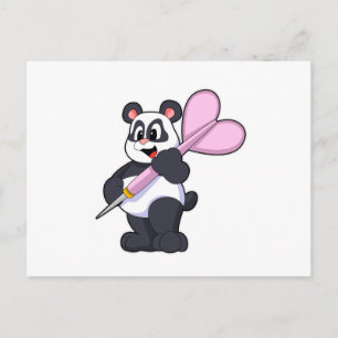 Panda beim Dartsspielen mit Dart Postkarte