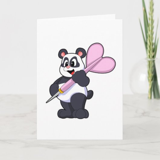 Panda beim Dartsspielen mit Dartpfeil Karte (Vorderseite)