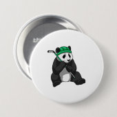 Panda beim Eishockey mit Eishockeyschläger Button (Vorne & Hinten)