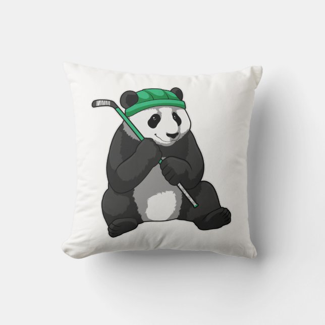 Panda beim Eishockey mit Eishockeyschläger Kissen (Vorderseite)