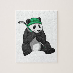 Panda beim Eishockey mit Eishockeyschläger Puzzle