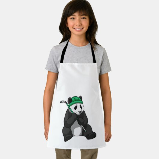 Panda beim Eishockey mit Eishockeyschläger Schürze (Insitu)