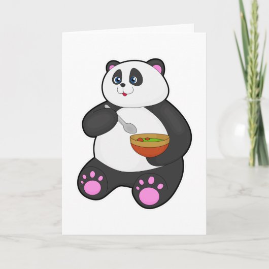 Panda beim Essen mit Spoon & Bowl Karte (Vorderseite)