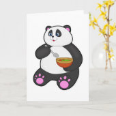 Panda beim Essen mit Spoon & Bowl Karte (Gelbe Blume)