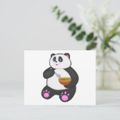 Panda beim Essen mit Spoon & Bowl Postkarte (Stehend Vorderseite)