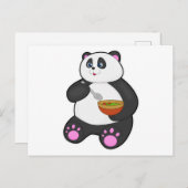 Panda beim Essen mit Spoon & Bowl Postkarte (Vorne/Hinten)