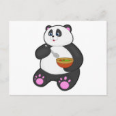 Panda beim Essen mit Spoon & Bowl Postkarte (Vorderseite)