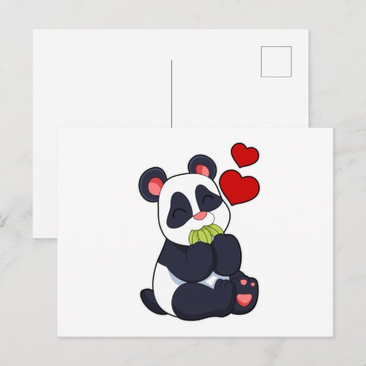 Panda beim Essen von Blätter Postkarte (Vorne/Hinten)