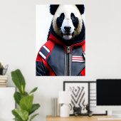 Panda beim Feuerwehrmann | AI Art Poster (Heimbüro)