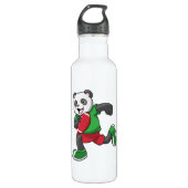 Panda beim Fußball mit Ausrüstung Edelstahlflasche (Vorderseite)