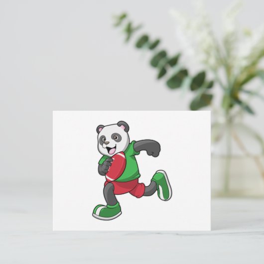 Panda beim Fußball mit Ausrüstung Postkarte (Stehend Vorderseite)