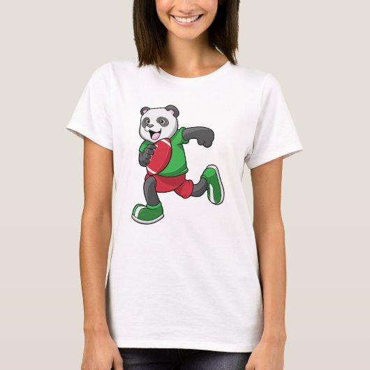 Panda beim Fußball mit Ausrüstung T-Shirt (Vorderseite)
