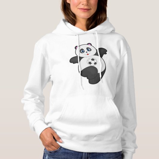 Panda beim Fußballsport Hoodie (Vorderseite)