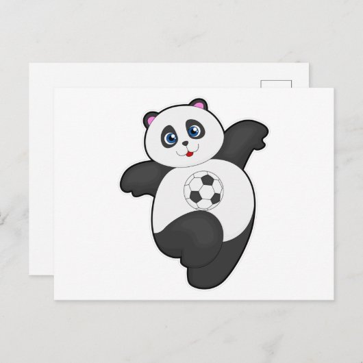 Panda beim Fußballsport Postkarte (Vorne/Hinten)