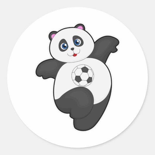 Panda beim Fußballsport Runder Aufkleber (Vorderseite)