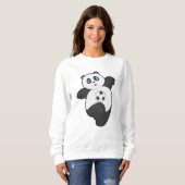 Panda beim Fußballsport Sweatshirt (Vorne ganz)