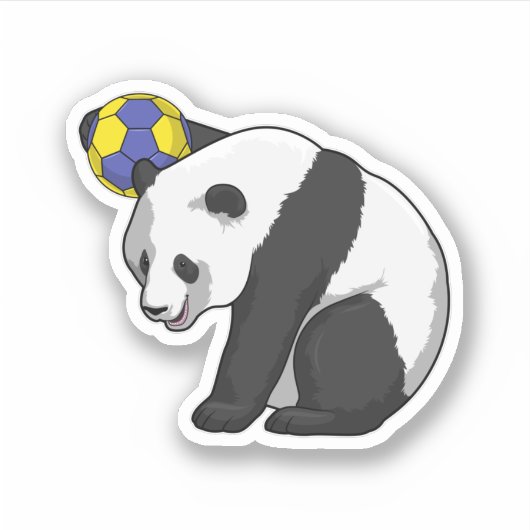 Panda beim Handball Sports Aufkleber (Vorderseite)