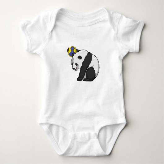 Panda beim Handball Sports Baby Strampler (Vorderseite)