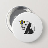 Panda beim Handball Sports Button (Vorne & Hinten)