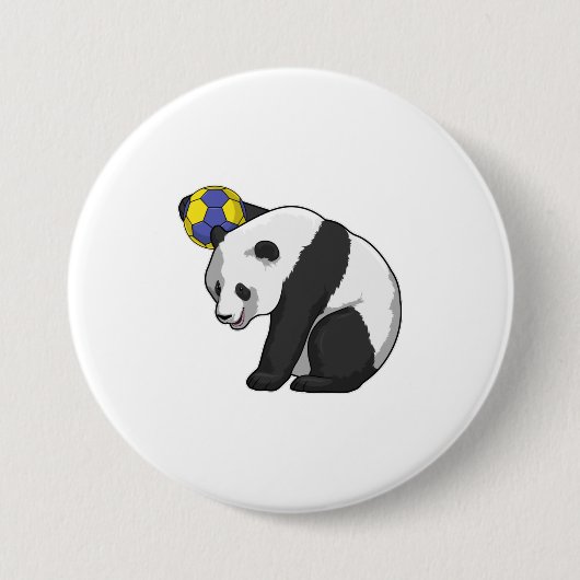 Panda beim Handball Sports Button (Vorderseite)