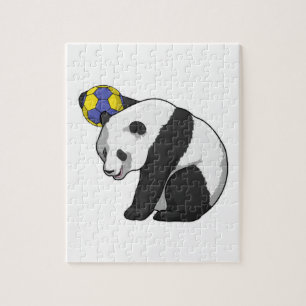 Panda beim Handball Sports Puzzle