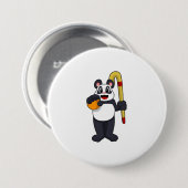 Panda beim Hockey mit Hockey Button (Vorne & Hinten)