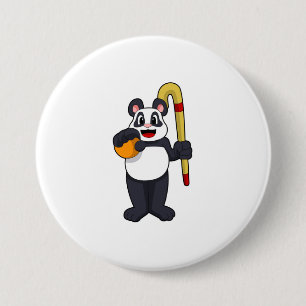 Panda beim Hockey mit Hockey Button