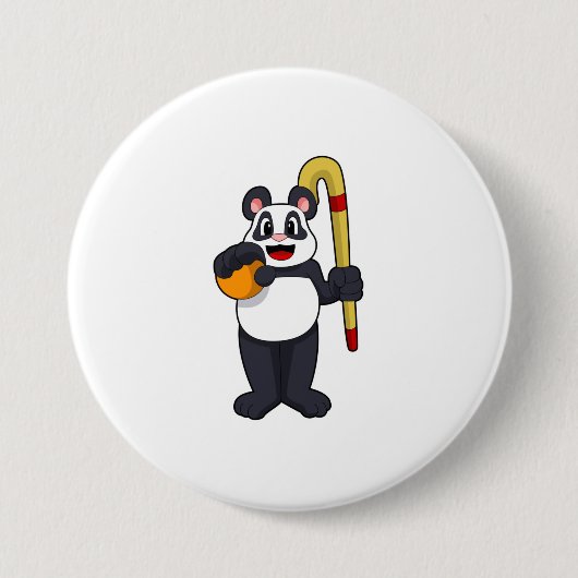 Panda beim Hockey mit Hockey Button (Vorderseite)