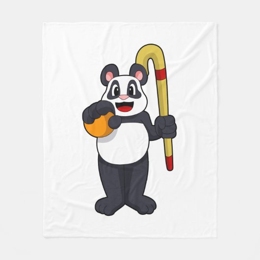 Panda beim Hockey mit Hockey Fleecedecke (Vorderseite)