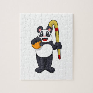 Panda beim Hockey mit Hockey Puzzle