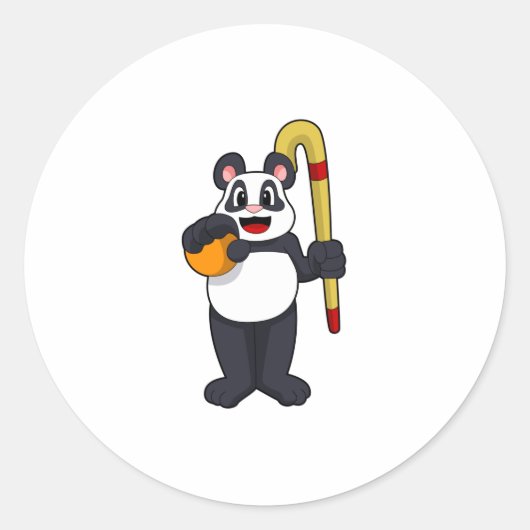 Panda beim Hockey mit Hockey Runder Aufkleber (Vorderseite)
