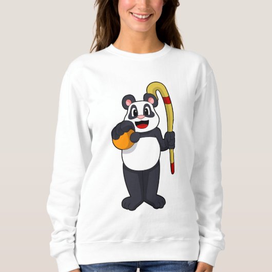 Panda beim Hockey mit Hockey Sweatshirt (Vorderseite)