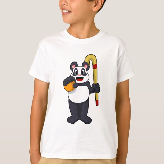 Panda beim Hockey mit Hockey T-Shirt (Vorderseite)