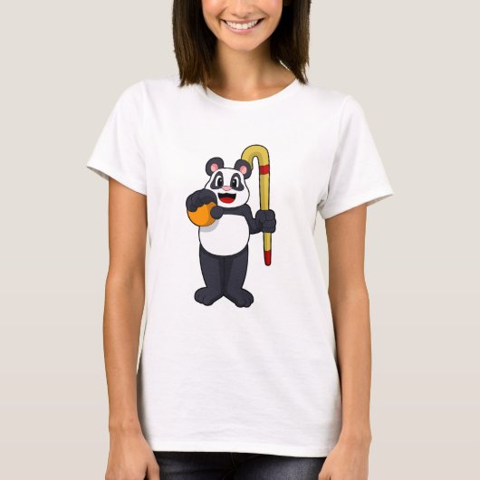 Panda beim Hockey mit Hockey T-Shirt (Vorderseite)