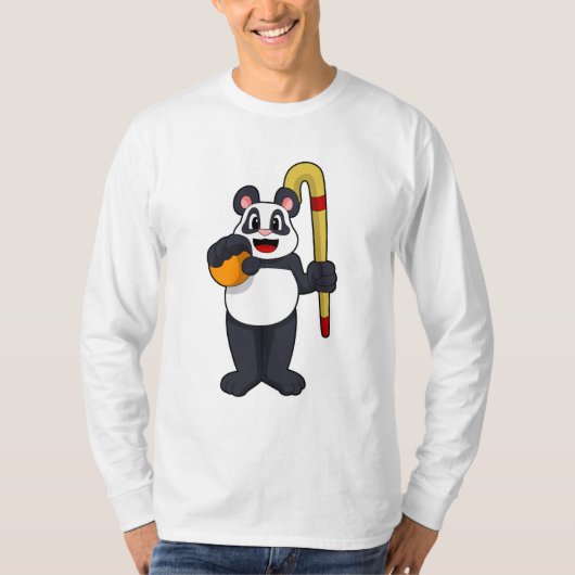 Panda beim Hockey mit Hockey T-Shirt (Vorderseite)