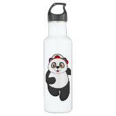 Panda beim Laufen mit Cap Edelstahlflasche (Vorderseite)