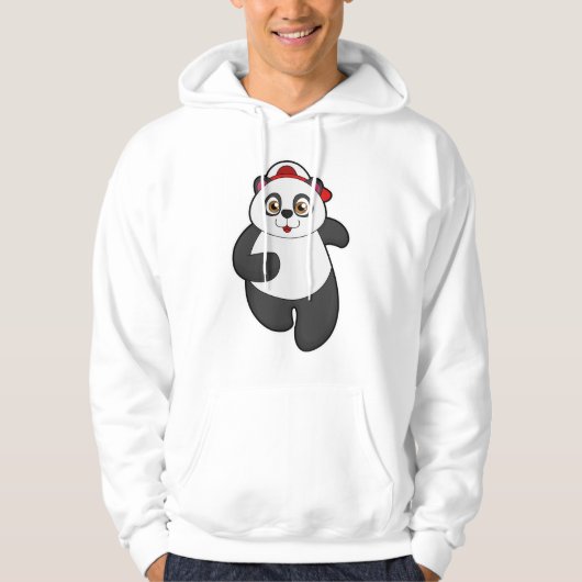 Panda beim Laufen mit Cap Hoodie (Vorderseite)