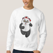 Panda beim Laufen mit Cap Sweatshirt (Vorderseite)