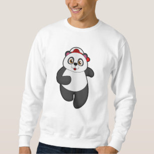 Panda beim Laufen mit Cap Sweatshirt