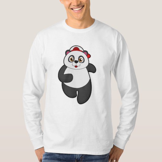 Panda beim Laufen mit Cap T-Shirt (Vorderseite)